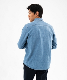 chemise en coton aspect jean homme bleu chemise manches longuesF381901_3