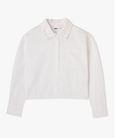 GEMO Chemise large et courte avec clous sur le col fille blanc standard