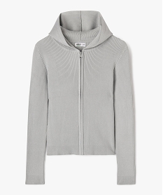 GEMO Gilet à capuche en maille côtelée fille gris standard