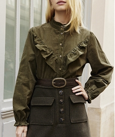 GEMO Chemise en velours à volants femme - LuluCastagnette Vert
