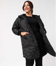 GEMO Manteau à capuche au matelassage léger femme Noir