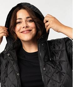 manteau a capuche au matelassage leger femme noir standard vestes