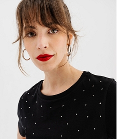 GEMO Tee-shirt manches courtes avec studs femme Noir