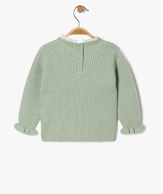 pull en grosse maille douillette a col dentelle bebe fille - lulucastagnette vert pullsF384201_3