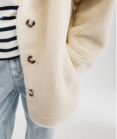veste oversize a capuche en fourrure imitation femme beige manteauxF385201_2