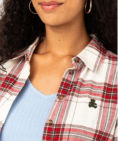 chemise manches longues longue a carreaux femme - lulucastagnette rouge chemisiersF385501_2