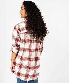 chemise manches longues longue a carreaux femme - lulucastagnette rouge chemisiersF385501_3
