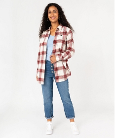 chemise manches longues longue a carreaux femme - lulucastagnette rouge chemisiersF385501_4