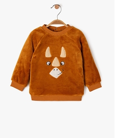 GEMO Sweat en maille peluche avec motif dinosaure brodé bébé garçon marron standard