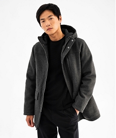GEMO Manteau à capuche duffle-coat en matière douce homme Gris