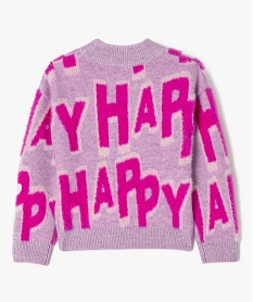 pull en maille peluche avec inscriptions fille violet pullsF390001_4