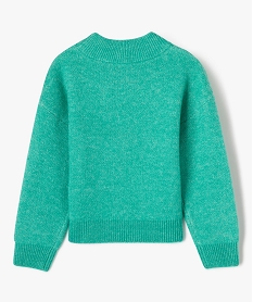 pull col montant avec inscription sur l’avant fille vert pullsF390101_3