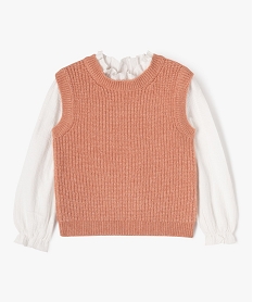 GEMO Pull avec manches chemise effet 2 en 1 fille Rose