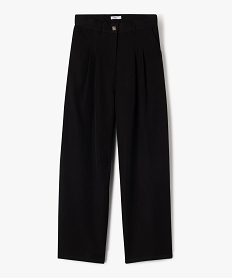 GEMO Pantalon en toile coupe large à pinces fille noir standard