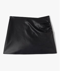 GEMO Jupe-short en matière synthétique cuir imitation fille noir standard