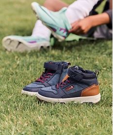 chaussures montantes fermeture scratch garcon - gepy bleu basketsF406201_2