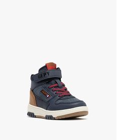chaussures montantes fermeture scratch garcon - gepy bleu basketsF406201_3