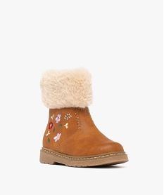 boots fille fourrees a col duveteux avec details brodes marron standardF406301_2