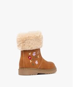 boots fille fourrees a col duveteux avec details brodes marron standardF406301_4