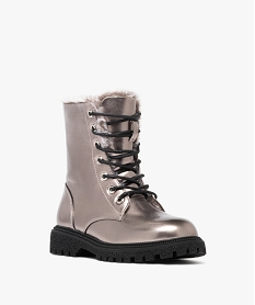 bottines fourrees et metallisees avec semelle crantee fille argente bottes et bootsF406601_2