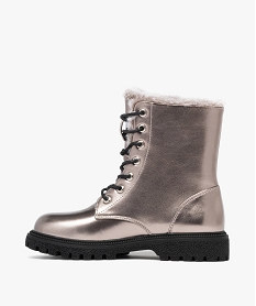 bottines fourrees et metallisees avec semelle crantee fille argente bottes et bootsF406601_3