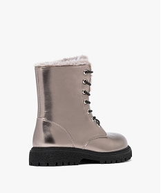 bottines fourrees et metallisees avec semelle crantee fille argente bottes et bootsF406601_4