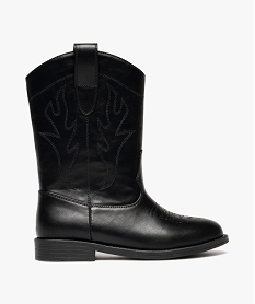 bottes fille style santiags brodees a bout rond noir vifF406801_1