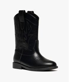 bottes fille style santiags brodees a bout rond noir vifF406801_2