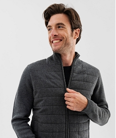 gilet bimatiere avec col montant et buste matelasse homme gris giletsF407001_2