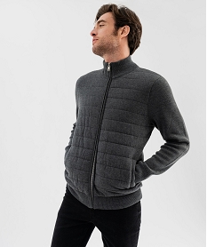 gilet bimatiere avec col montant et buste matelasse homme gris giletsF407001_4