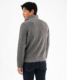 pull col camionneur en grosse maille homme gris pullsF407201_3