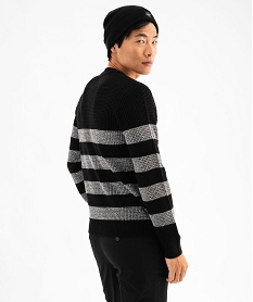 pull raye en grosse maille homme noir pullsF407301_3
