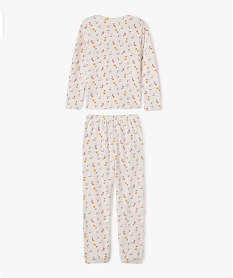 pyjama en velours a motifs fleuris fille beigeF408001_4