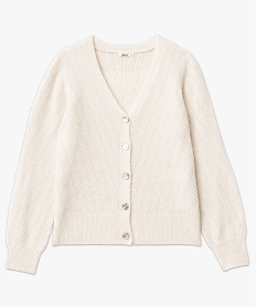 gilet a col v en maille ajouree femme beige giletsF408601_4