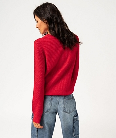 pull en maille ajouree sur le decollete femme rouge pullsF409101_3