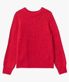 pull en maille ajouree sur le decollete femme rouge pullsF409101_4