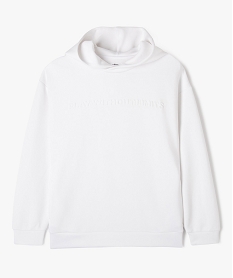 GEMO Sweat à capuche avec inscription en relief garçon Blanc