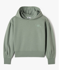 GEMO Sweat court à capuche avec manches extra larges fille Vert