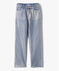 GEMO Jean enduit coupe Straight avec taille ajustable fille Bleu