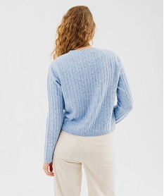 pull torsade a col rond femme bleu pullsF419601_3