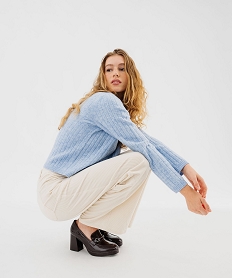 pull torsade a col rond femme bleu pullsF419601_4