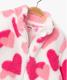 sweat zippe imprime en maille sherpa bebe fille beige sweatsF421101_2