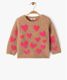 GEMO Pull en maille bouclette à motifs coeurs bébé fille Beige