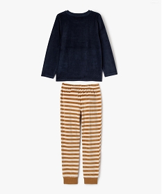 pyjama en velours avec pantalon raye garcon bleuF421401_4