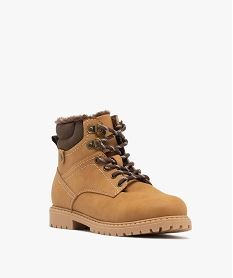 boots garcon fourrees avec col matelasse a lacets bicolores et a zip marron standard boots et bottillonsF423601_2