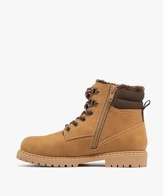 boots garcon fourrees avec col matelasse a lacets bicolores et a zip marron standard boots et bottillonsF423601_3