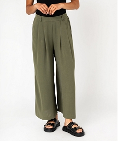 GEMO Pantacourt large en toile fluide femme kaki standard