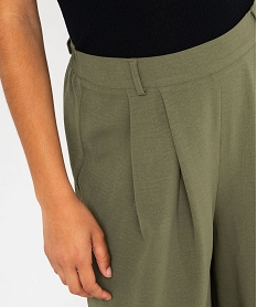 pantacourt large en toile fluide femme kaki standard pantacourtsF424301_2