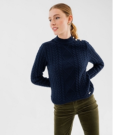 GEMO Pull en maille torsadée avec boutons fantaisie femme - LuluCastagnette navy