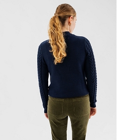 pull en maille torsadee avec boutons fantaisie femme - lulucastagnette bleu pullsF424501_3